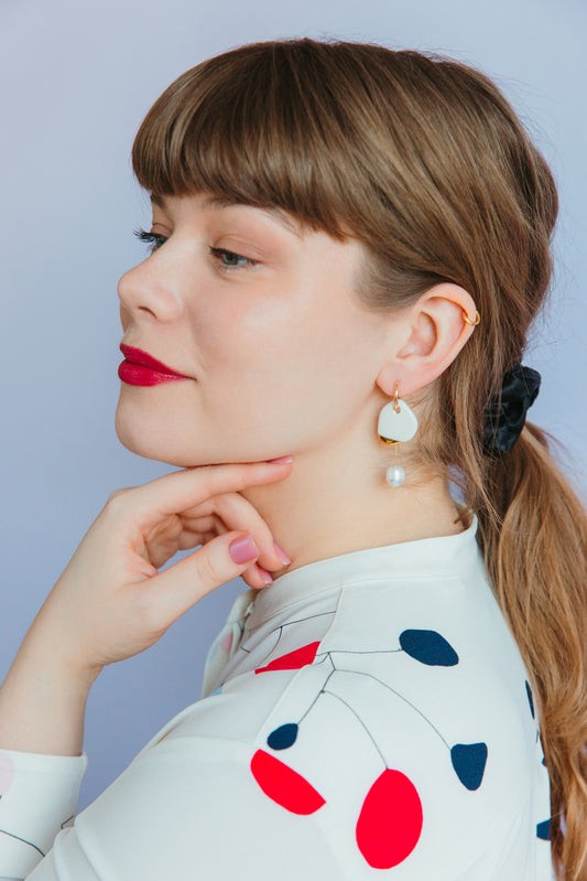 Arp Pearl And Porcelain Earrings - White