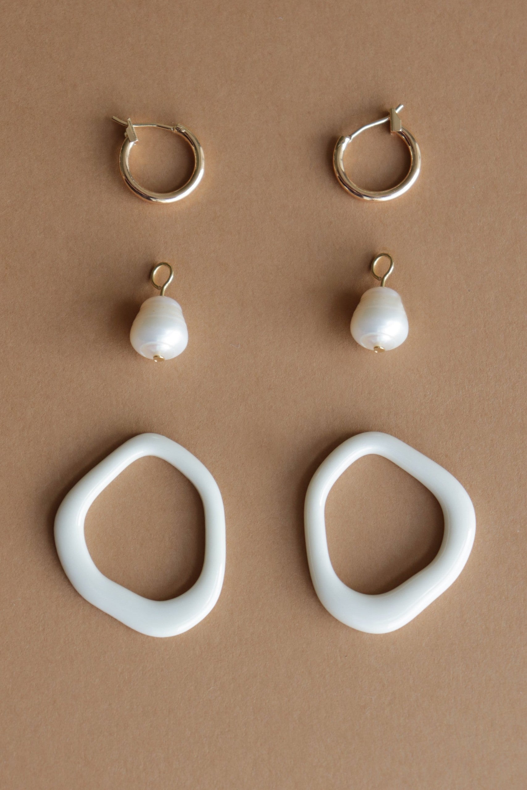 Arp Pearl and Porcelain Hoops - Black