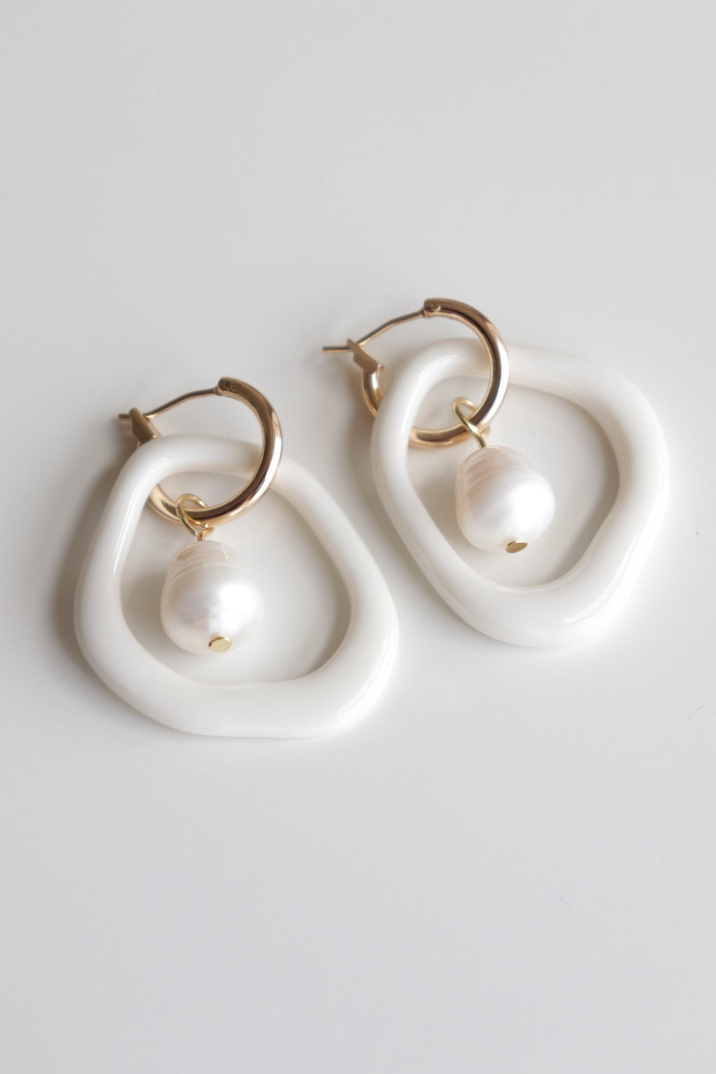 Arp Pearl and Porcelain Hoops - White
